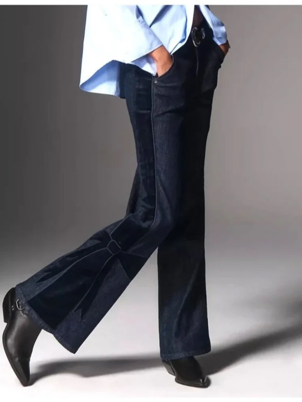 Anthropologie Maeve Bow Peep High-Rise Flare Jeans size 30 nwt